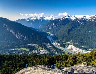 Panoramic mountain valley view
