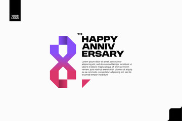 Number 8 logo icon design, 8th birthday logo number, anniversary 5