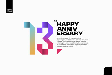 Number 13 logo icon design, 13rd birthday logo number, anniversary 13