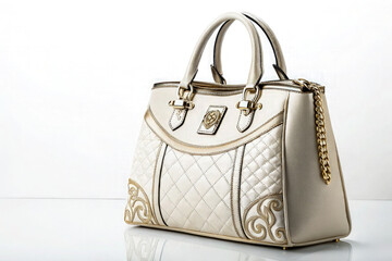 Designer handbag isolated PNG on white background