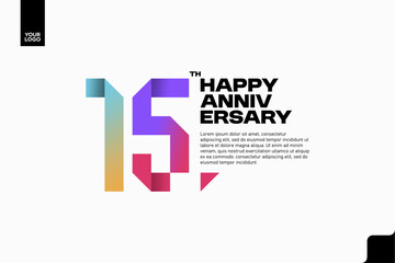 Number 15 logo icon design, 15th birthday logo number, anniversary 15