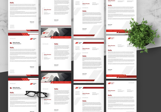 Red And Black Letterhead Set 