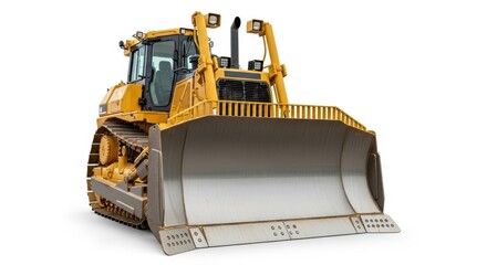 Yellow bulldozer isolated