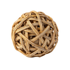 Round rattan ball decorative element on transpart background