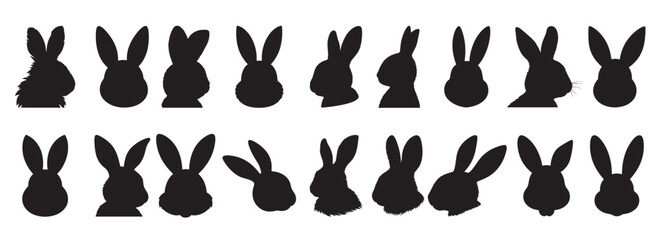 easter bunny silhouette white background .