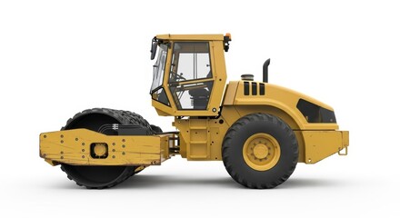 Yellow road roller machine