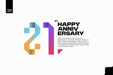 Number 21 logo icon design, 21th birthday logo number, anniversary 21