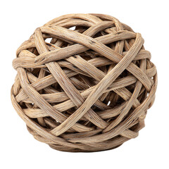 Round rattan ball decorative element on transpart background
