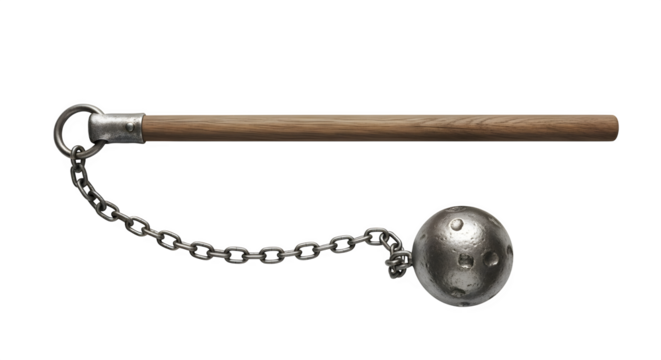 Kusari fundo isolated on transparent background, a japanese weapon consisting of a weight attached to a length of chain, used for striking and entangling opponents