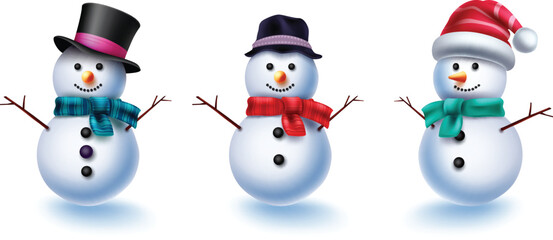 Smiling Snowman with Purple Hat and Red Scarf for Winter Holidays