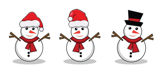 Snowman Collection. Snowman set isolated on white background