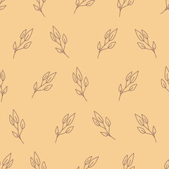 Minimal seamless botanical beige pattern