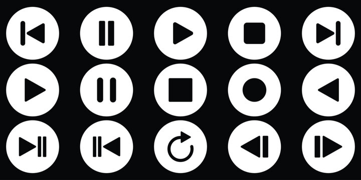 push play stop button. push play stop button for media, video, reel and web, app, ui. push play stop symbol.  vector illustration