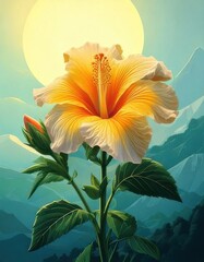 Vibrant Hibiscus Flower Under Bright Sun