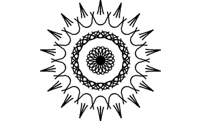 A hand-drawn sun mandala for creating spiritual logos for yoga & meditation brands & for use in boho or ethnic summer pattern designs. A tribal sunburst icon on a transparent background.
