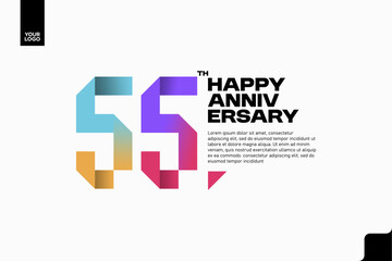 Number 55 logo icon design, 55th birthday logo number, anniversary 55