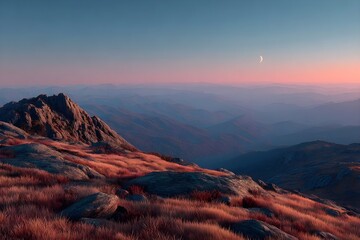 Fototapeta premium Tourist Photographing Scenic Mountain Landscape 