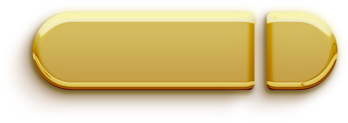 3D Golden Button Glossy Rectangle Shape Split Edge Luxury Liquid Shiny Metallic Blank Gold Frame...