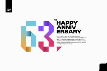 Number 63 logo icon design, 63rd birthday logo number, anniversary 63