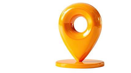 glossy orange location pin marking precise point on white background