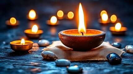 Serene Candlelight and Stones A Moment of Peace.