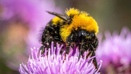 Close-up of a bee on a purple flower (1)