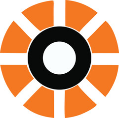 Abstract circular design with orange segments and central target motif for modern visual branding and graphic elements