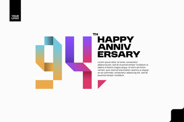Number 94 logo icon design, 94th birthday logo number, anniversary 94