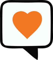 Orange heart chat bubble icon a symbol of love and connection within a speech balloon message graphic