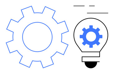 Blue gear and light bulb combine to illustrate industrial creativity, system improvement, and idea generation. Ideal for innovation, engineering, collaboration, strategy, future thinking, efficiency