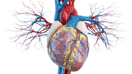 medical illustration of human circulatory system on white background