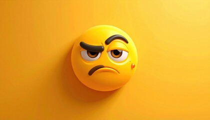 Expression of discontent: A yellow emoji displaying an attitude of disapproval and skepticism