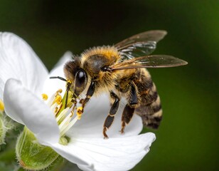 Close-up of a bee on a white flower