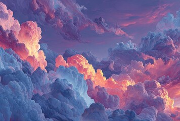 Vibrant cloudscapes in soft pastel hues