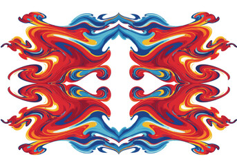 Abstract Colorful Swirls Symmetrical Design.