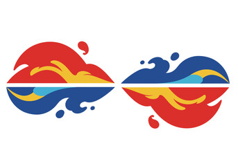 Abstract Red Blue Yellow Swirl Design.