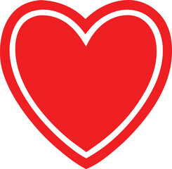Vibrant red heart symbol with white outline symbolizing love romance passion affection and celebration graphic icon