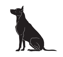 Black Silhouette of a Sitting Dog
