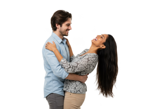 Joyful couple embracing in a tender moment of happiness and connection transparent background