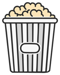 Cartoon popcorn bucket illustration, a classic cinema snack