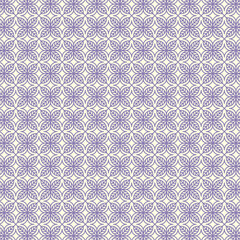 Seamless geometric pattern with abstract floral motifs in purple and cream color palette, elegant background design for decor and textiles