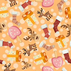 seamless pattern Festive holiday patterns featuring reindeer gifts and ornaments digital art cheerful atmosphere colorful design