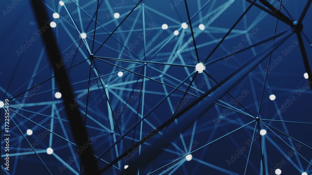 Poster futuristic sci-fi connected nodes animation