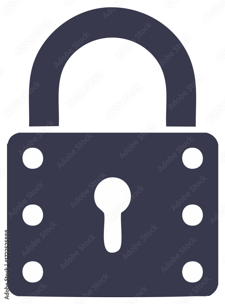 Poster dark padlock icon for security and access control with clean lines and circle details
