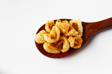 Crispy pork cracklings, a crunchy savory snack.