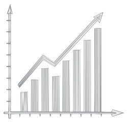 Hand Drawn Bar Chart and Arrow Showing Business Growth and Financial Success