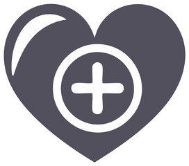 Obraz premium Healthcare symbol of heart and plus sign. Medical or charity concept