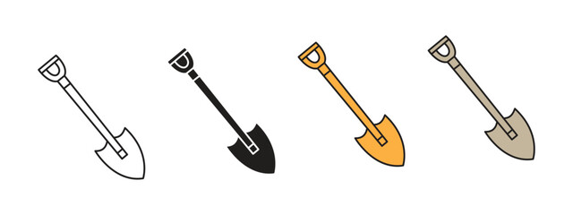 Shovel icon vector.  construction, gardening, and DIY projects symbol. vector illustration.