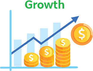 A chart with coins and a dollar sign, visually depicting financial information or currency trends.