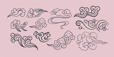 Chinese Landscape Vector Illustration, Cloud Pattern